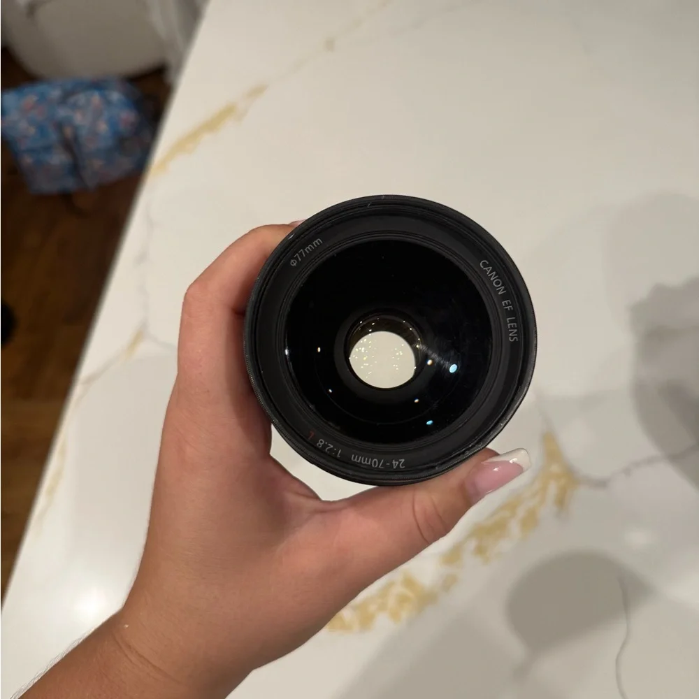 Canon Black and Red Camera Lens